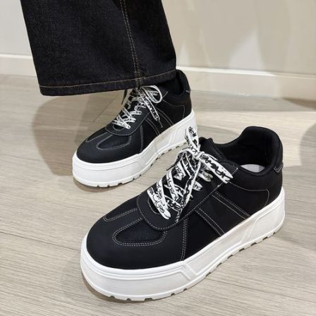 YH601新品厚底增高透气防滑百搭男士休闲运动板鞋真皮潮流男鞋