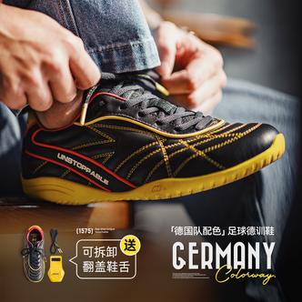 马登复古足球德训鞋男春季新款翻盖皮面黑黄色鞋子平底运动休闲鞋主图