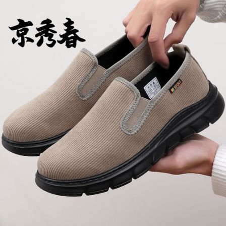 新款轻软厚底男士老北京布鞋耐磨透气舒适爸爸鞋子一脚蹬爸爸单鞋