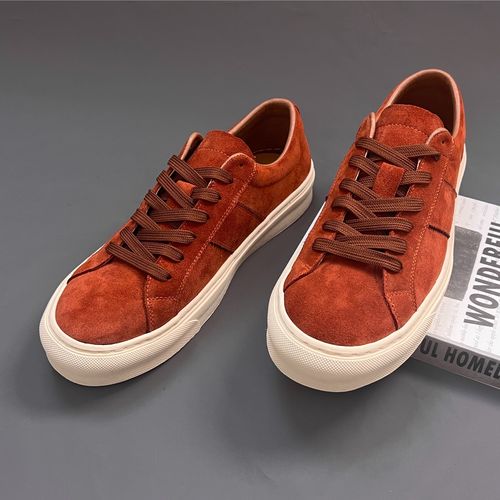 春季新款真皮鞋时尚休闲板鞋系带反绒通勤男鞋系带透气厚底纯色主图