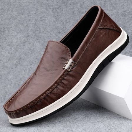 皮鞋男春季通勤透气软底时尚百搭休闲鞋韩版潮流耐磨软皮商务男鞋