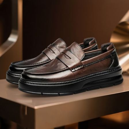 ZRO零度男鞋皮包底工艺商务休闲鞋早春新款手抓纹真皮乐福鞋男