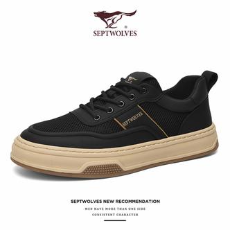 七匹狼夏季透气网鞋2026新款鞋子潮流男鞋百搭原创休闲厚底板鞋男主图