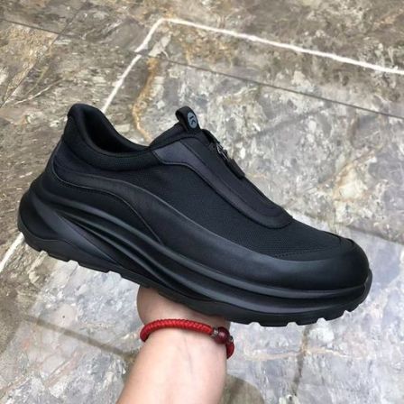 春季男士真皮透气轻便厚底运动鞋拉链一脚蹬休闲男鞋潮流百搭3681