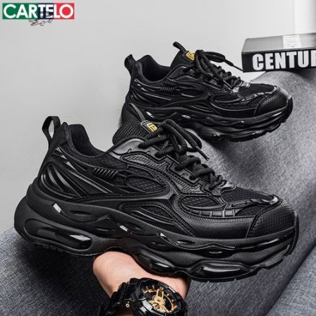 卡帝乐鳄鱼男鞋2026新款男士厚底增高休闲网面透气百搭运动潮鞋子