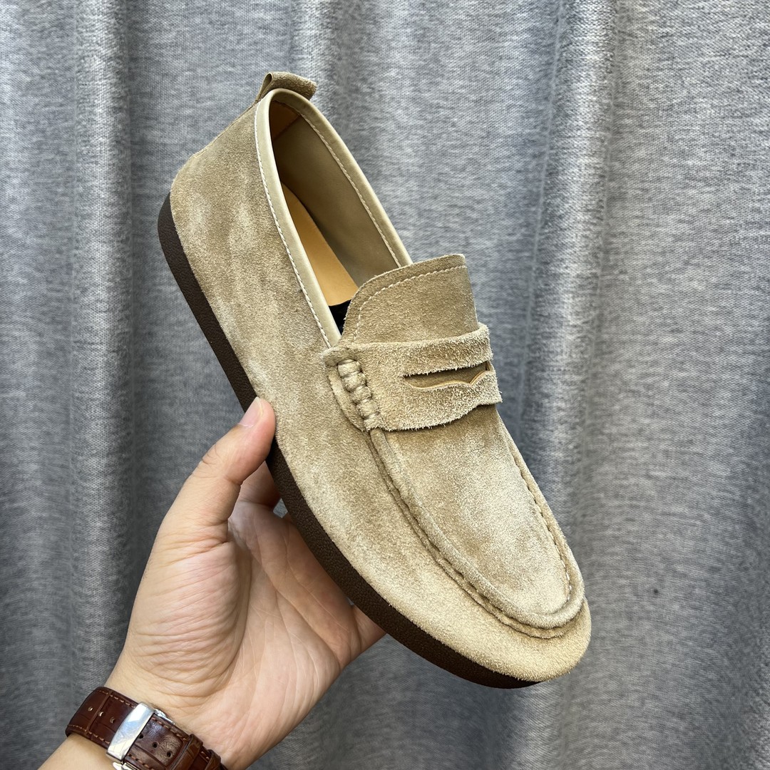 男士新款高丝光胎牛绒商务通勤休闲驾车真皮软底乐福/豆豆鞋主图