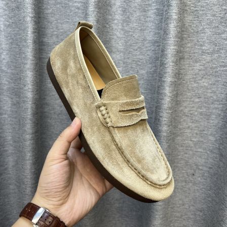 男士新款高丝光胎牛绒商务通勤休闲驾车真皮软底乐福/豆豆鞋