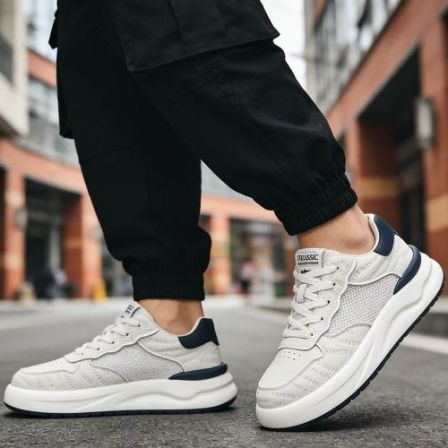 小白鞋男士板鞋男鞋2026春季新款潮流百搭网面厚底青年上班休闲鞋
