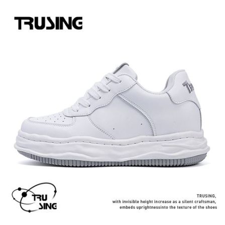 TRUSING开学小白鞋隐形增高板鞋春季潮流时尚百搭痞帅爆款男鞋子