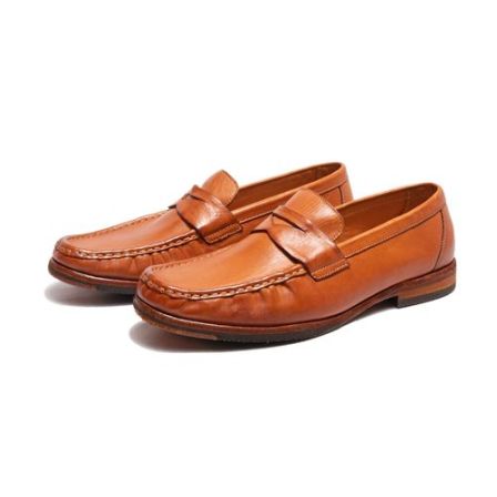 YO-B8012新款百搭固特异马皮一脚蹬手工缝制大底商务休闲皮鞋