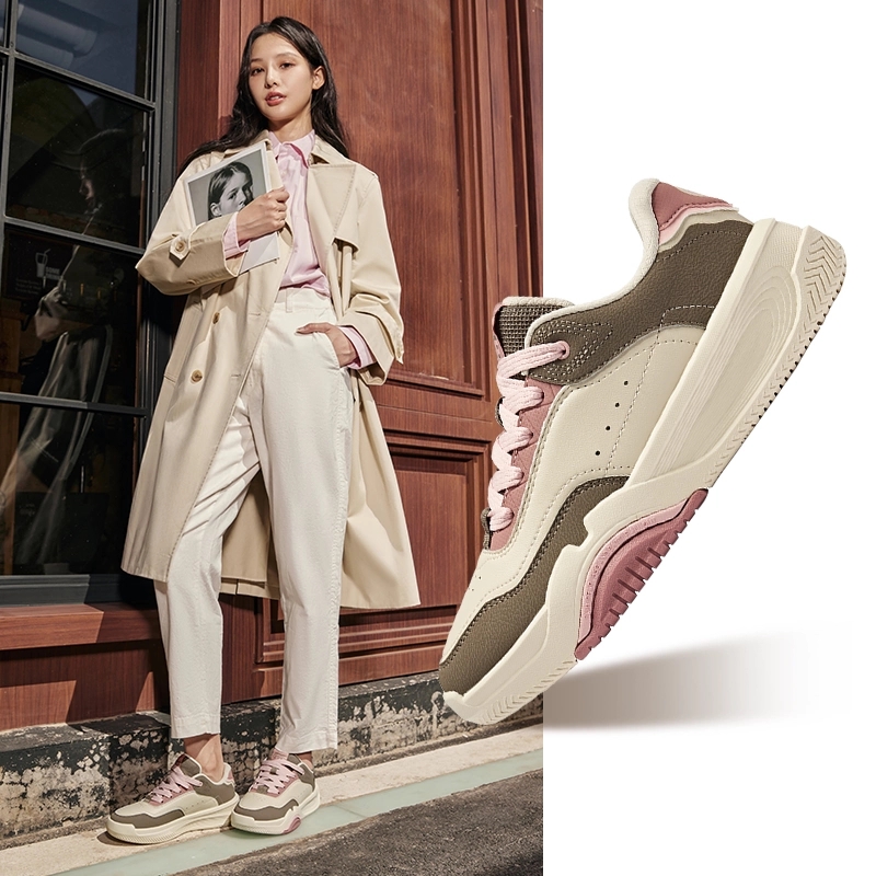 焦糖拿铁2丨鸿星尔克复古潮流厚底情侣款板鞋51124301250-W主图