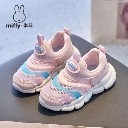 Miffy米菲童鞋女童夏季镂空透气网面一脚蹬休闲运动鞋软底毛毛虫