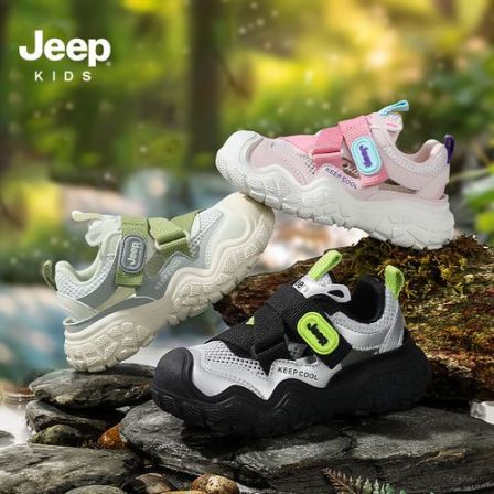 Jeep儿童运动款凉鞋男女男12女童红色运动板鞋