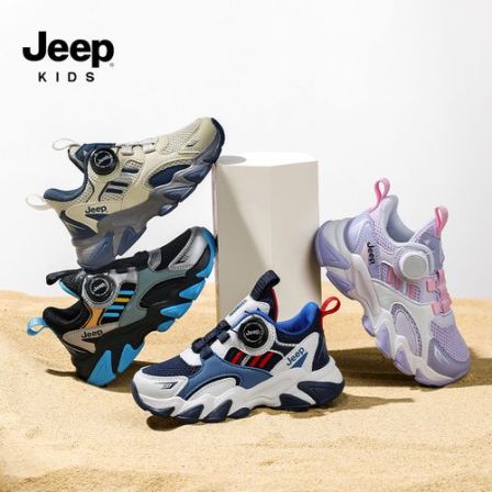 Jeep吉普春季双网2026新女男12女童红色运动板鞋