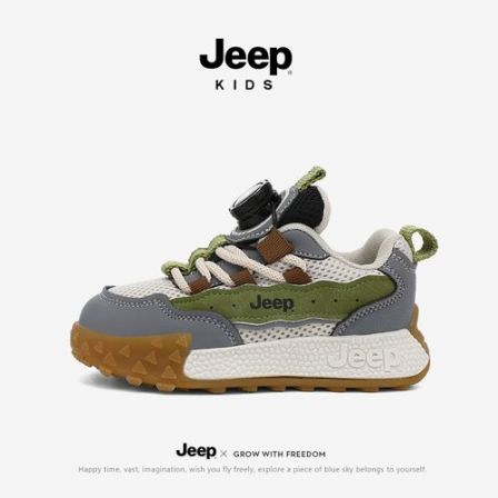 Jeep男女童休闲运动鞋潮女男12女童红色运动板鞋