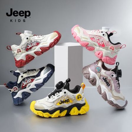 Jeep儿童运动鞋2026开学女男12女童红色运动板鞋
