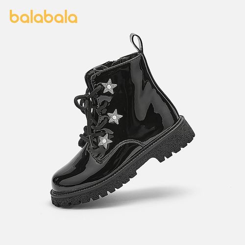 巴拉巴拉童鞋儿童马丁靴女童亮面百搭黑色靴子拉链款秋冬鞋子小童主图