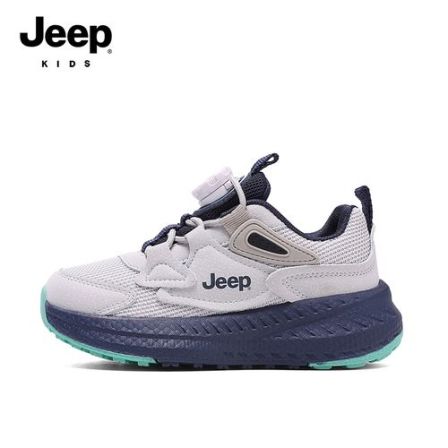 Jeep轻便跑鞋春季透女男12女童红色运动板鞋