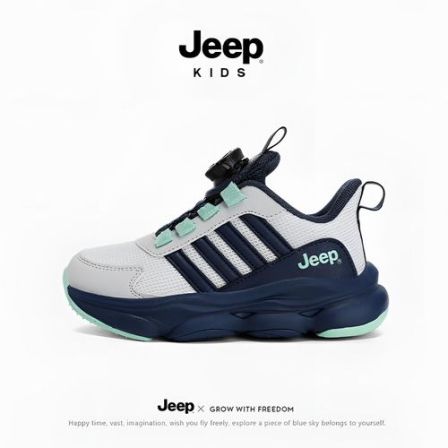 Jeep男童鞋子2026春季新款网女男12岁女童轻弹运动鞋