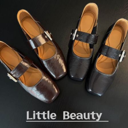 【小美家】头层牛皮方头四季单鞋