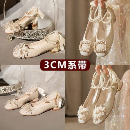 【3CM系带】粗跟玛丽珍高跟鞋新中式旗袍秀禾婚纱两穿婚鞋新娘伴娘