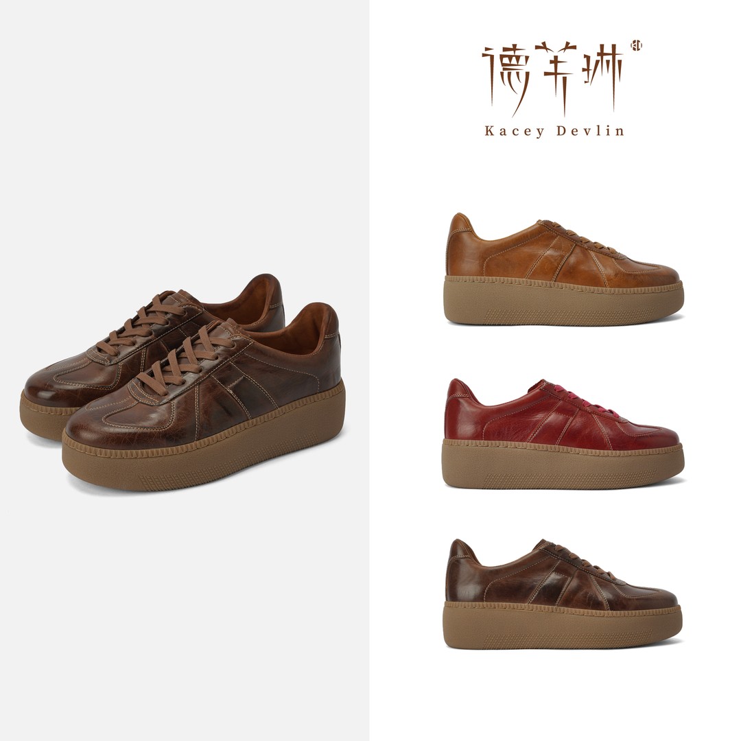 【白小姐】水洗马皮女鞋2026马年穿搭粉彩风厚底增高单鞋百搭复古主图