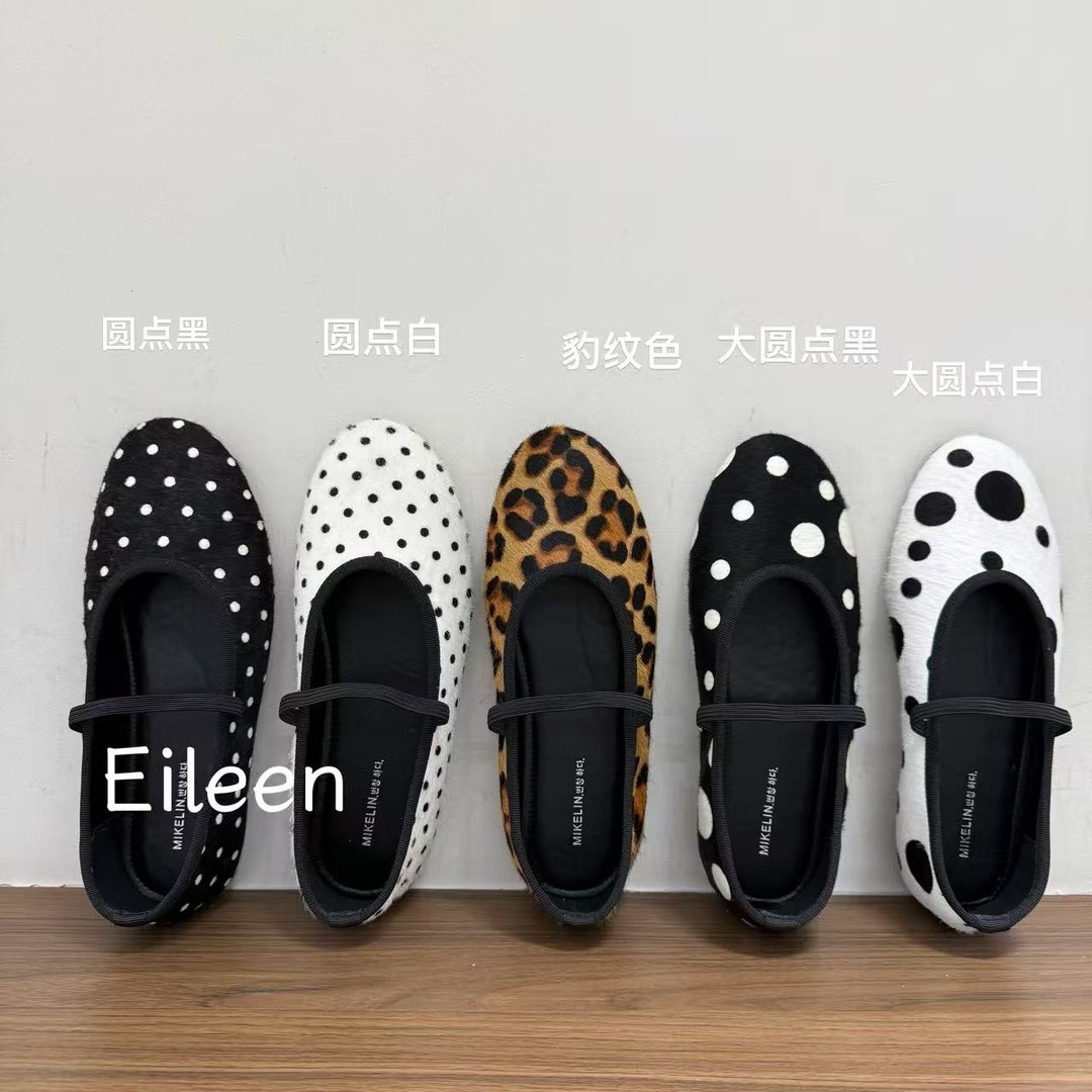 春季新款韩版东大门软底真马毛设计感百搭波点玛丽珍女鞋豹纹单鞋主图