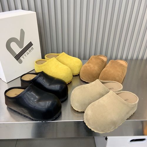 TTRR欧美风108111女款休闲时尚重工厚底5公分牛反绒皮小个子拖鞋主图