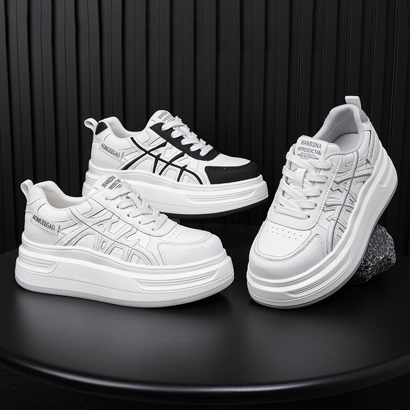 新款休闲板鞋时尚运动板鞋增高软底轻便小白鞋25563主图