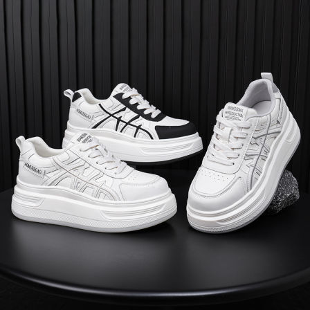 新款休闲板鞋时尚运动板鞋增高软底轻便小白鞋25563