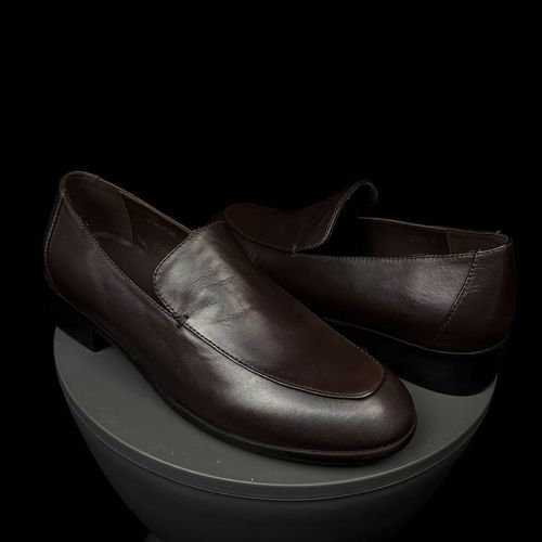 头层牛皮女鞋2026新款一脚蹬中跟粗跟英伦风百搭小皮鞋真皮单鞋女主图