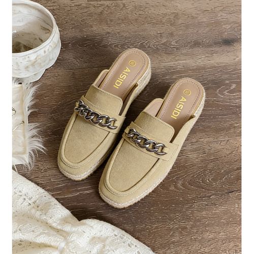 法式真皮编织包头半拖凉鞋女夏新款外穿厚底一脚蹬懒人复古穆勒鞋主图