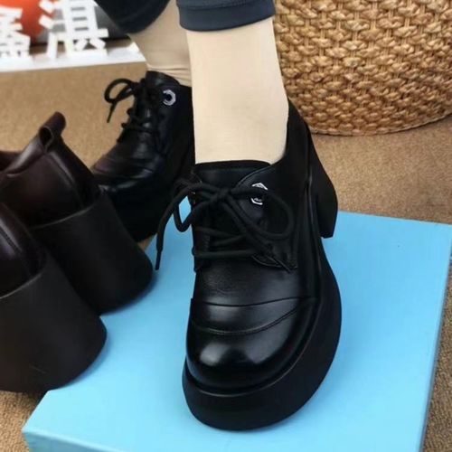 春季新款百搭系带小个子必备款中粗跟民族风女士低帮真皮6cm单鞋主图