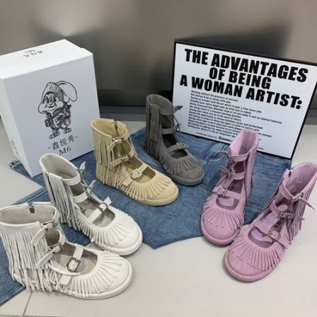 广州欧货【流苏骑士】春夏真皮4cm厚底洋气时尚软底马丁靴911-11