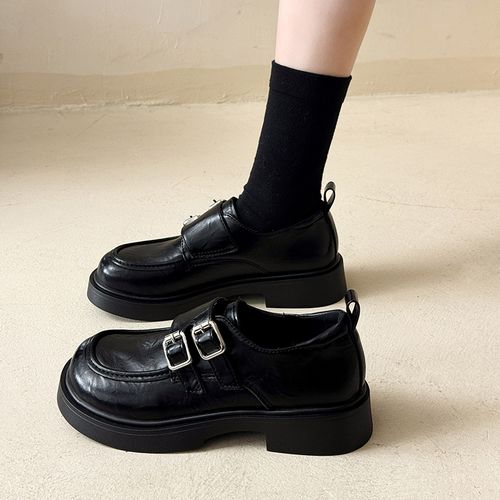 2026春季新款厚底乐福鞋女英伦风圆头粗跟复古小皮鞋女鞋工作单鞋主图