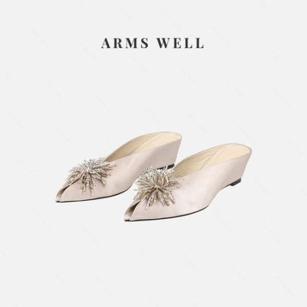 ARMS WELL王囡囡 香槟色尖头钻花高跟鞋（跟高:6.5cm）S710