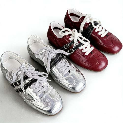 【经典德训】软底系带小众设计感双排扣芭蕾平底鞋 H1XI03C36637主图