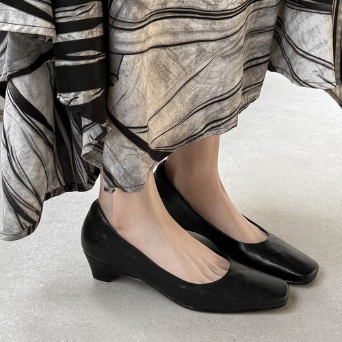 方头粗跟浅口单鞋简约风日常2026春秋季通勤时尚通勤年主图