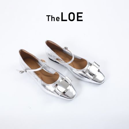 骆衣衣TheLOE/优雅法式银色玛丽珍芭蕾舞浅口舒适平底鞋LE-1018-6