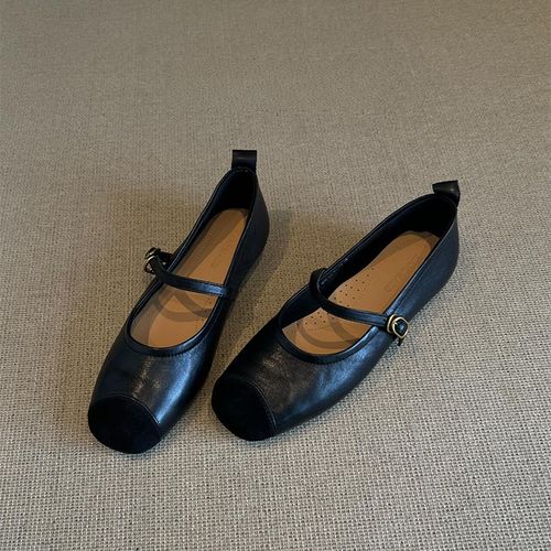 巨软小羊皮~法式复古单鞋女平底芭蕾鞋浅口软底晚晚鞋子玛丽珍鞋主图