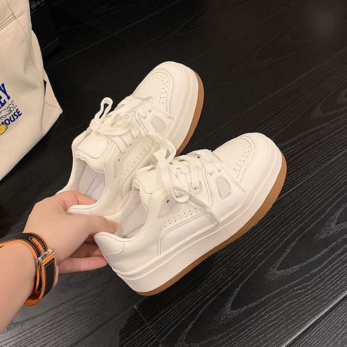 复古休闲板鞋2026年春季新款厚底百搭增高小白鞋系带休闲女鞋主图