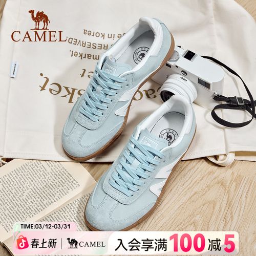 骆驼板鞋女款新款平底小白鞋时尚复古休闲鞋T头鞋百搭德训鞋女鞋主图