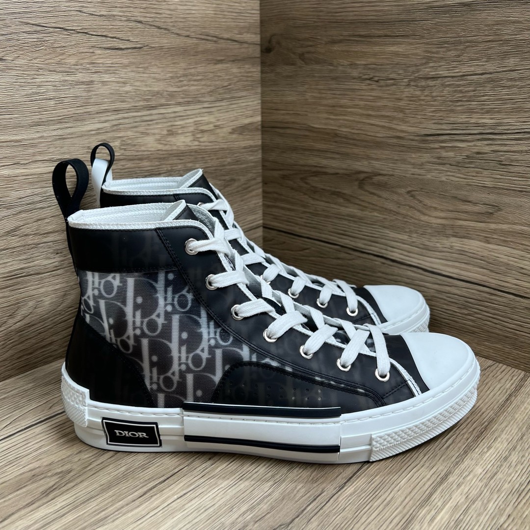 未使用 DIOR/迪奥 花花 014707 B23 黑白网纱高帮鞋主图