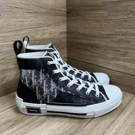 未使用 DIOR/迪奥 花花 014707 B23 黑白网纱高帮鞋