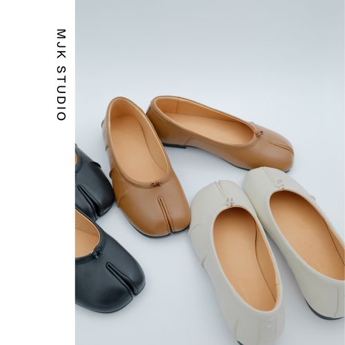 升级版里外纯皮软底新款植鞣羊皮显瘦猪蹄分趾鞋真皮平底懒人单鞋主图