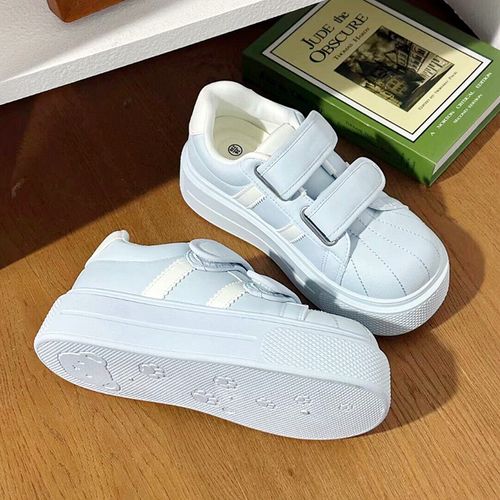 厚底魔术贴板鞋女款2026新款爆款小白鞋春百搭面包鞋小众潮流鞋子主图