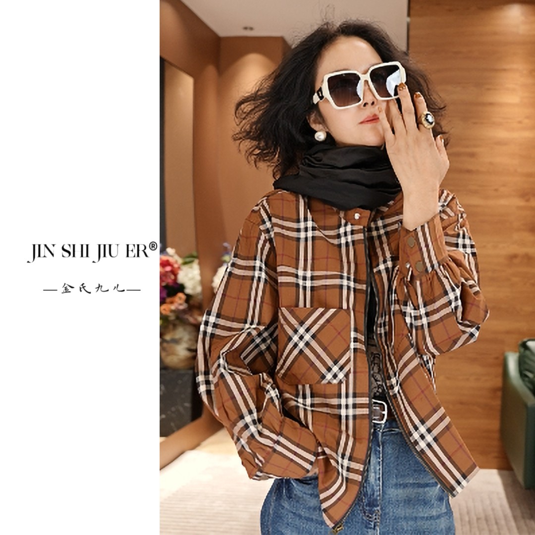 JIUER【西雅图】经典复古格纹外套 时尚休闲百搭韩版格子5328主图