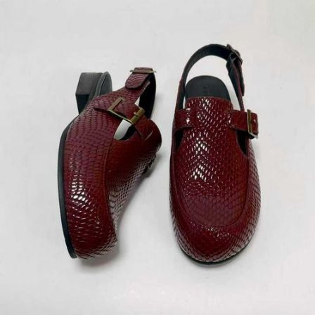 ESKEIN春夏季蛇纹凉皮鞋大码女鞋宽脚胖脚包头凉鞋复古文艺纯手工