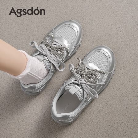 W153186银色德训鞋女2025新款夏季芭蕾复古阿甘运动休闲板鞋子Q
