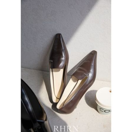 RHRN新款百搭春季中口方头低跟女单鞋